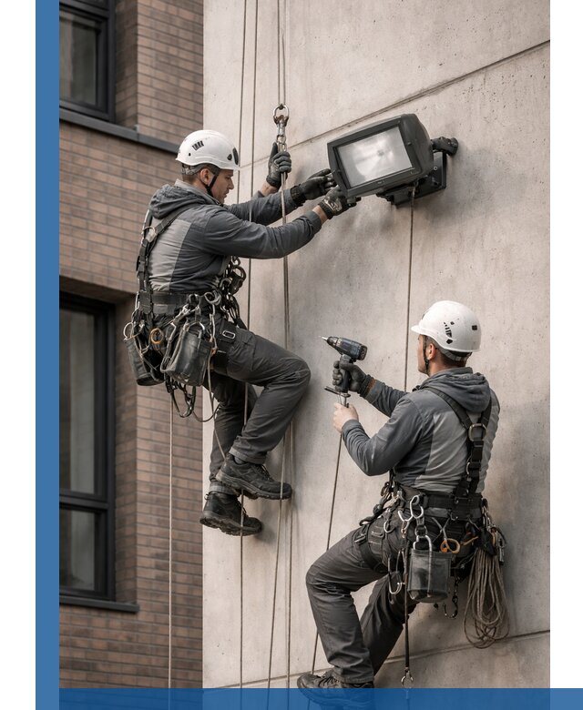 Профессиональный монтаж фасадных прожекторов в Лесосибирске под ключ