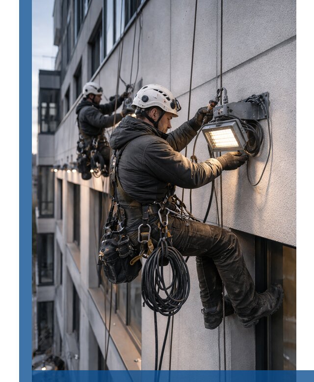 Монтаж фасадного освещения в Лесосибирске установка и подключение