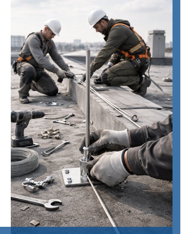 Монтаж молниезащиты на кровле в Лесосибирске цена от 26038 р. | ВЫСОТНИК-Лсс