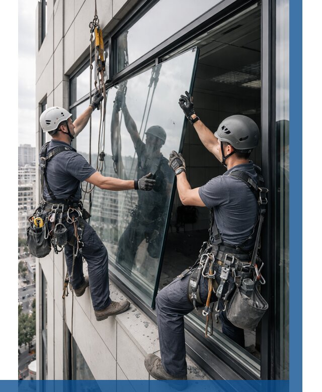 Замена стеклопакетов на высоте в Лесосибирске от 5728 р. | ВЫСОТНИК-Лсс