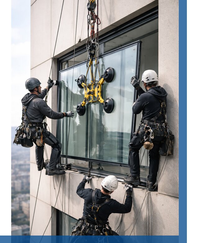 Монтаж стеклопакетов на высоте в Лесосибирске от 3333 р. | ВЫСОТНИК-Лсс