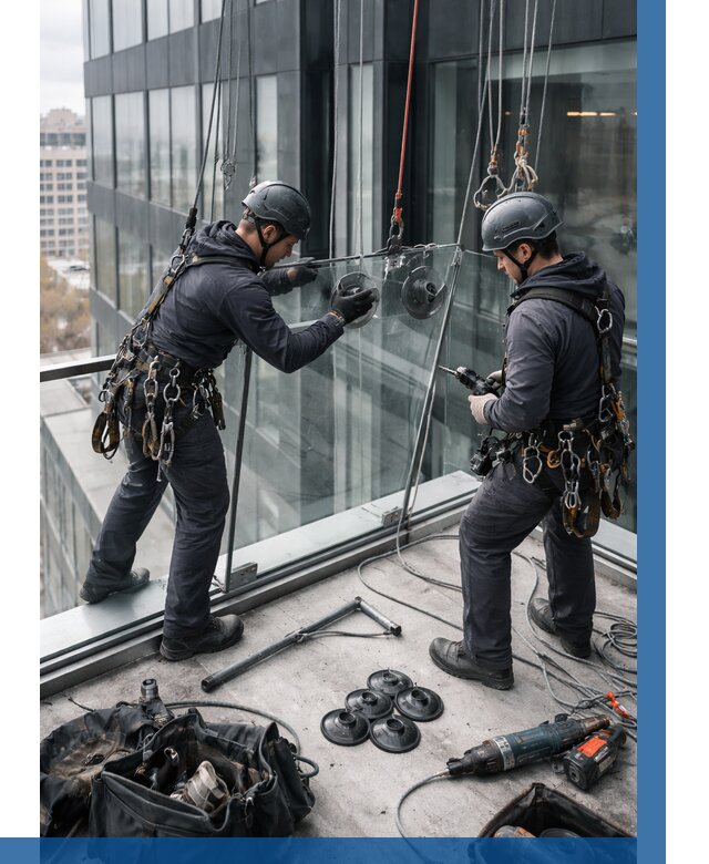 Монтаж стеклянных ограждений в Лесосибирске от 2604 р. | ВЫСОТНИК-Лсс