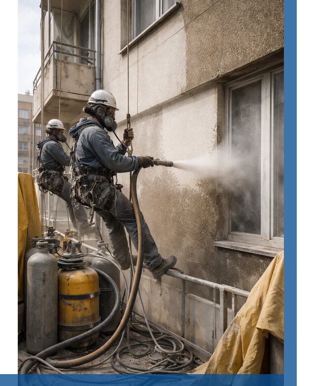 Пескоструйная очистка фасада в Лесосибирске от 677 р. | ВЫСОТНИК-Лсс