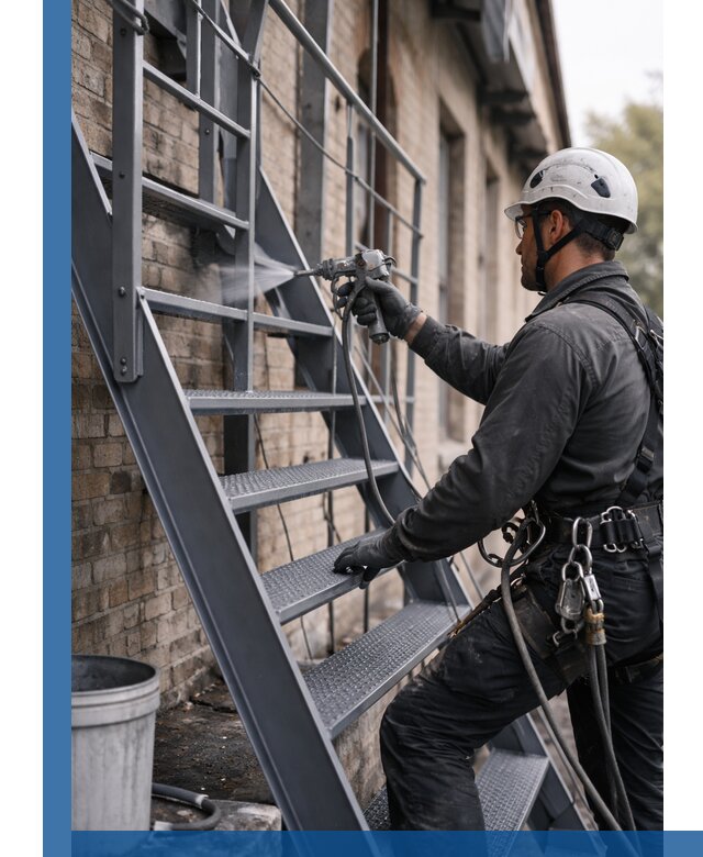 Покраска и антикоррозионная защита пожарных лестниц в Лесосибирске