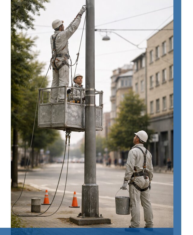 Покраска опор освещения в Лесосибирске от 5208 р. | ВЫСОТНИК-Лсс