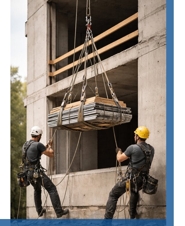 Подъем материала на этаж веревками в Лесосибирске от 1562 р. | ВЫСОТНИК-Лсс