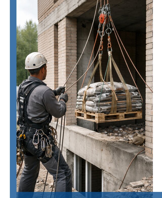 Подъем материалов на этаж веревками в Лесосибирске оперативно