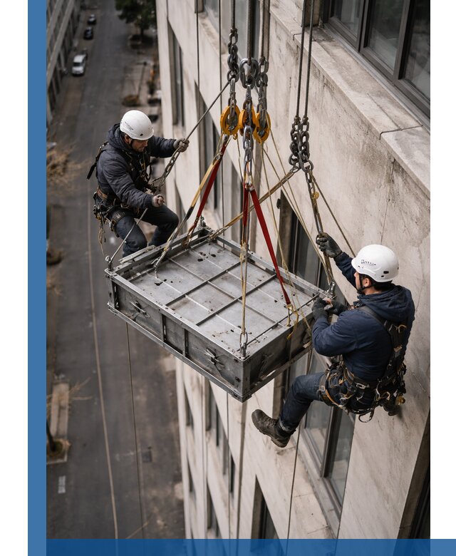 Спуск и подъем грузов по фасаду в Лесосибирске для зданий
