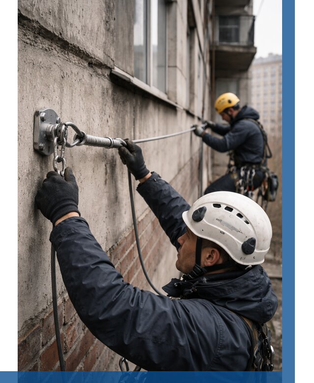 Монтаж анкерных линий в Лесосибирске от 3125 р. | ВЫСОТНИК-Лсс