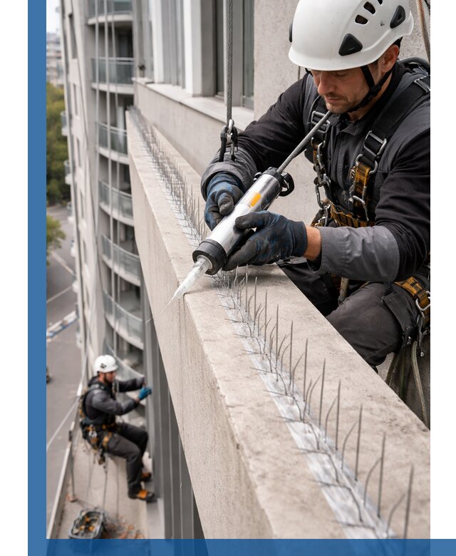 Установка шипов от птиц на фасадах и кровлях в Лесосибирске